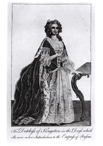 The Duchess of Kingston in the Dress Which She Wore on Her Introduction to the Empress of Russia by English School